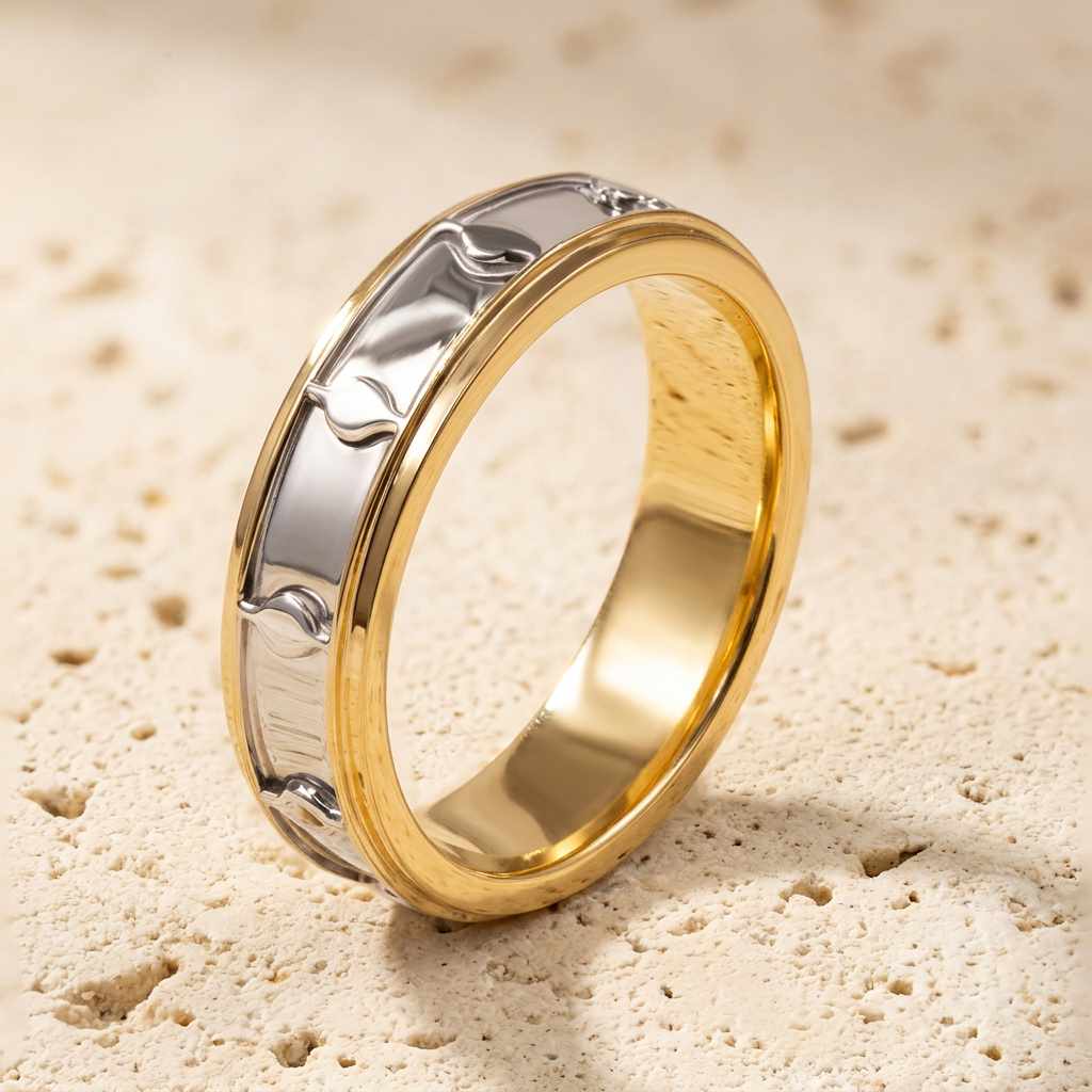 Two-Tone Link Band, 18K YELLOW + WHITE GOLD · 6MM