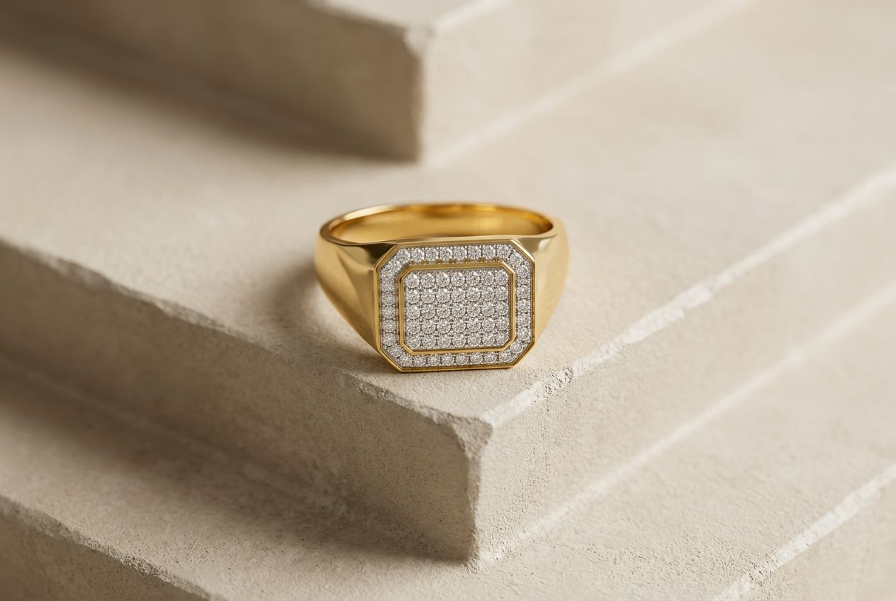 Halo Signet, 18K YELLOW GOLD · WHITE LAB DIAMONDS