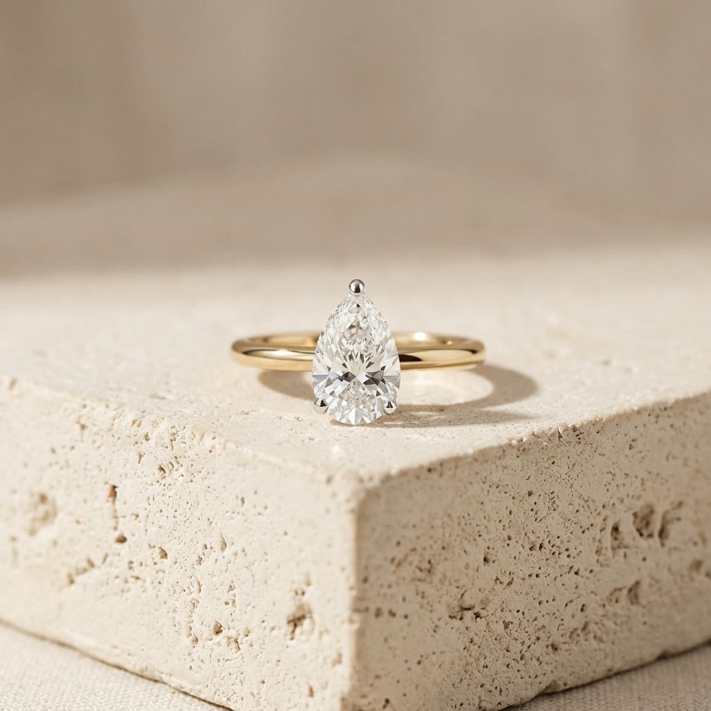 The Heartbreaker diamond ring in 18k Yellow Gold with white gold claws