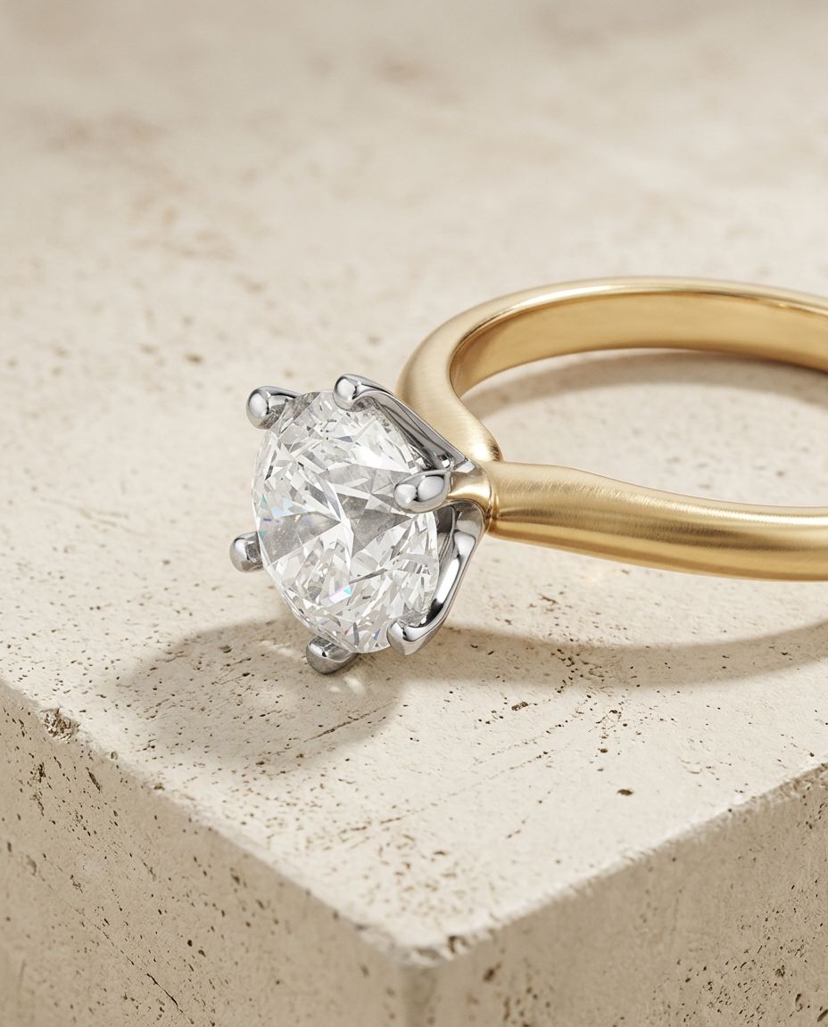 The One diamond ring in Yellow Gold